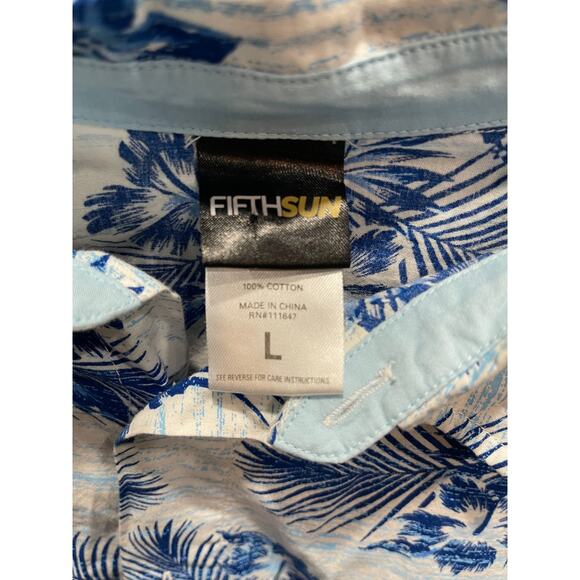 Fifthsun Kids Large (10-12) Hawaiin Shirt Blue and White - Picture 4 of 5